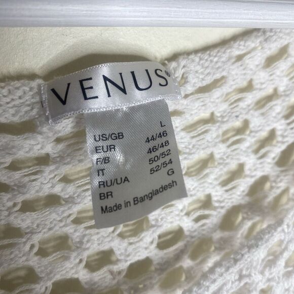 Venus White Coastal Crochet Knit Net Top Swim Cover Size Large - Picture 6 of 8